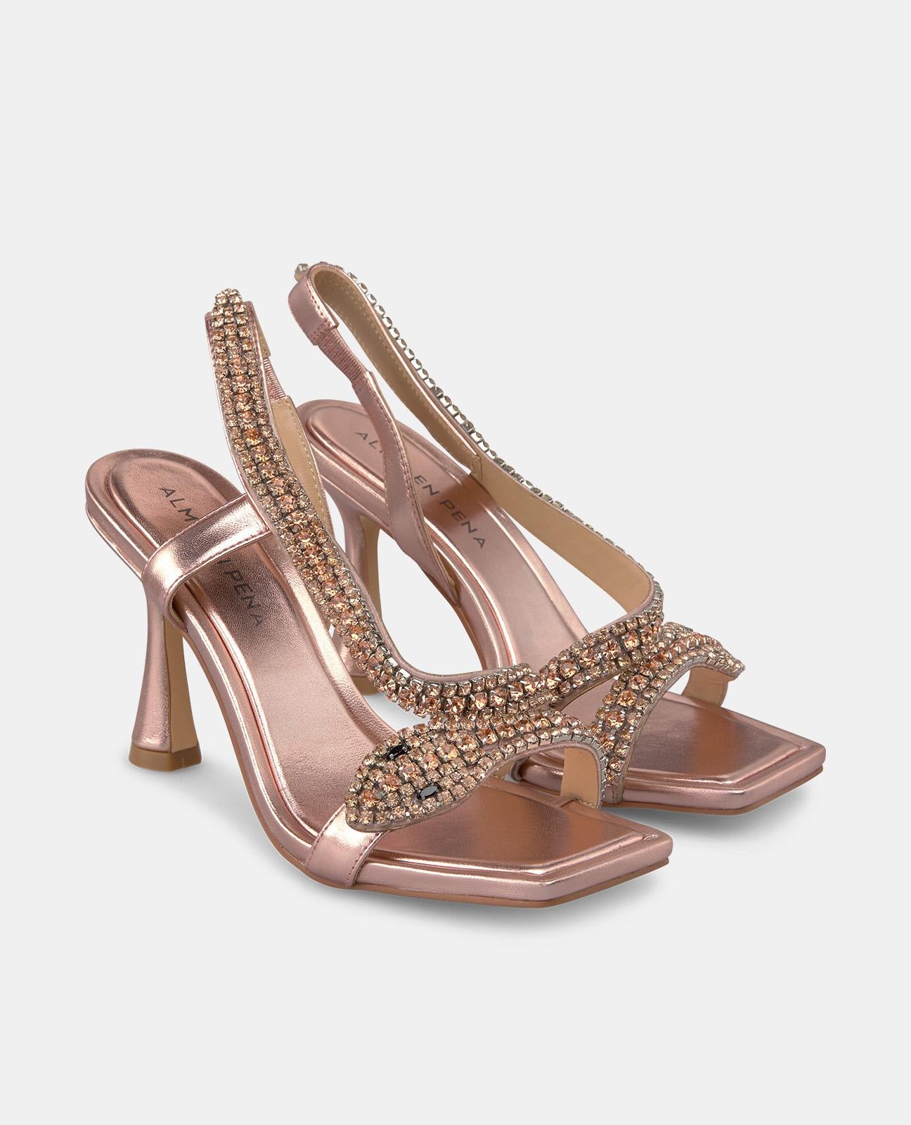 CIRCULAR HEEL SNAKE SANDAL