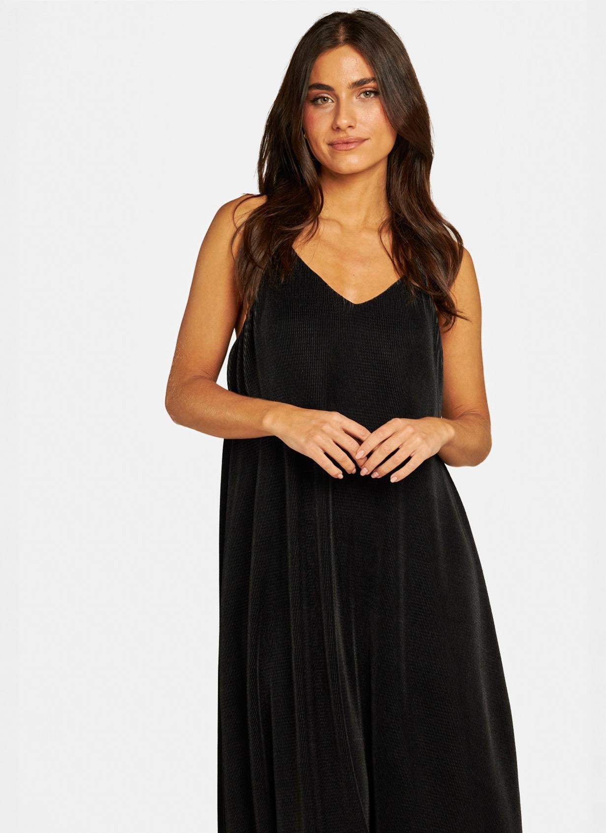 PLEATED MIDI DRESS