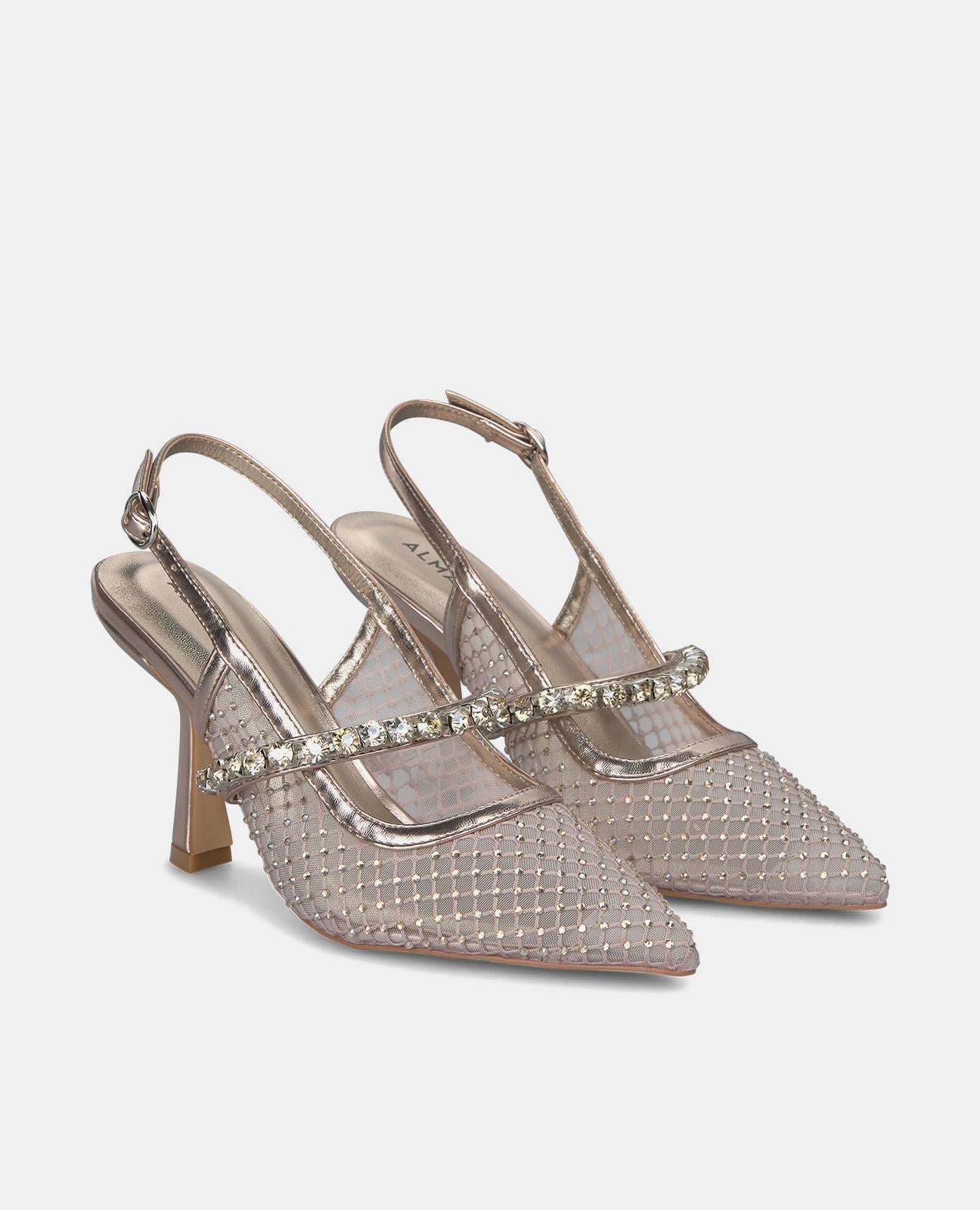 MESH-SCHUH MIT ABSATZ UND KRISTALLEN