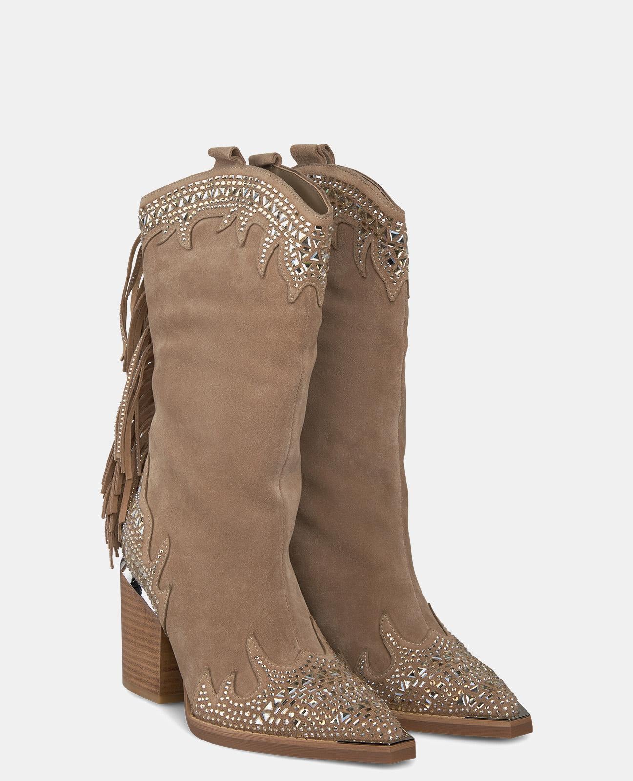 SHINY FRINGED HALF-BOOT