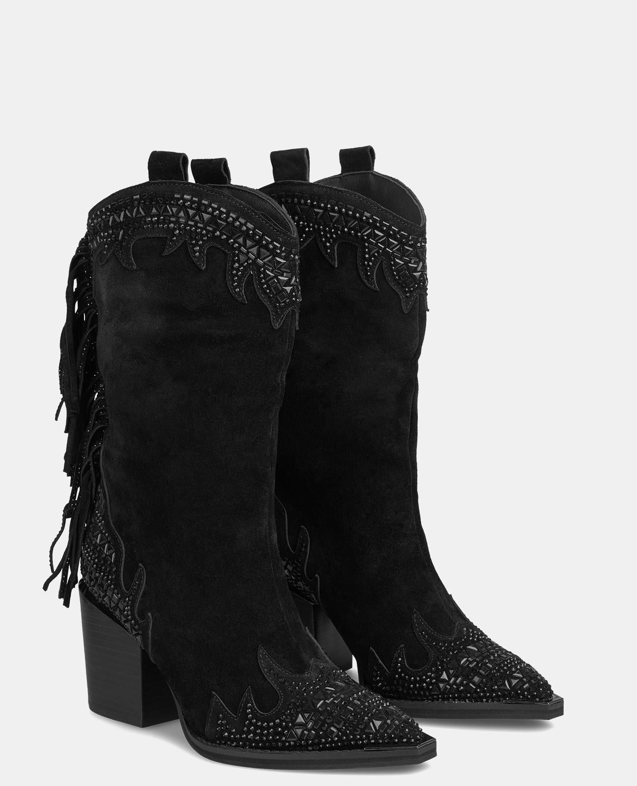 BOOT WITH BANGS AND RHINESTONES