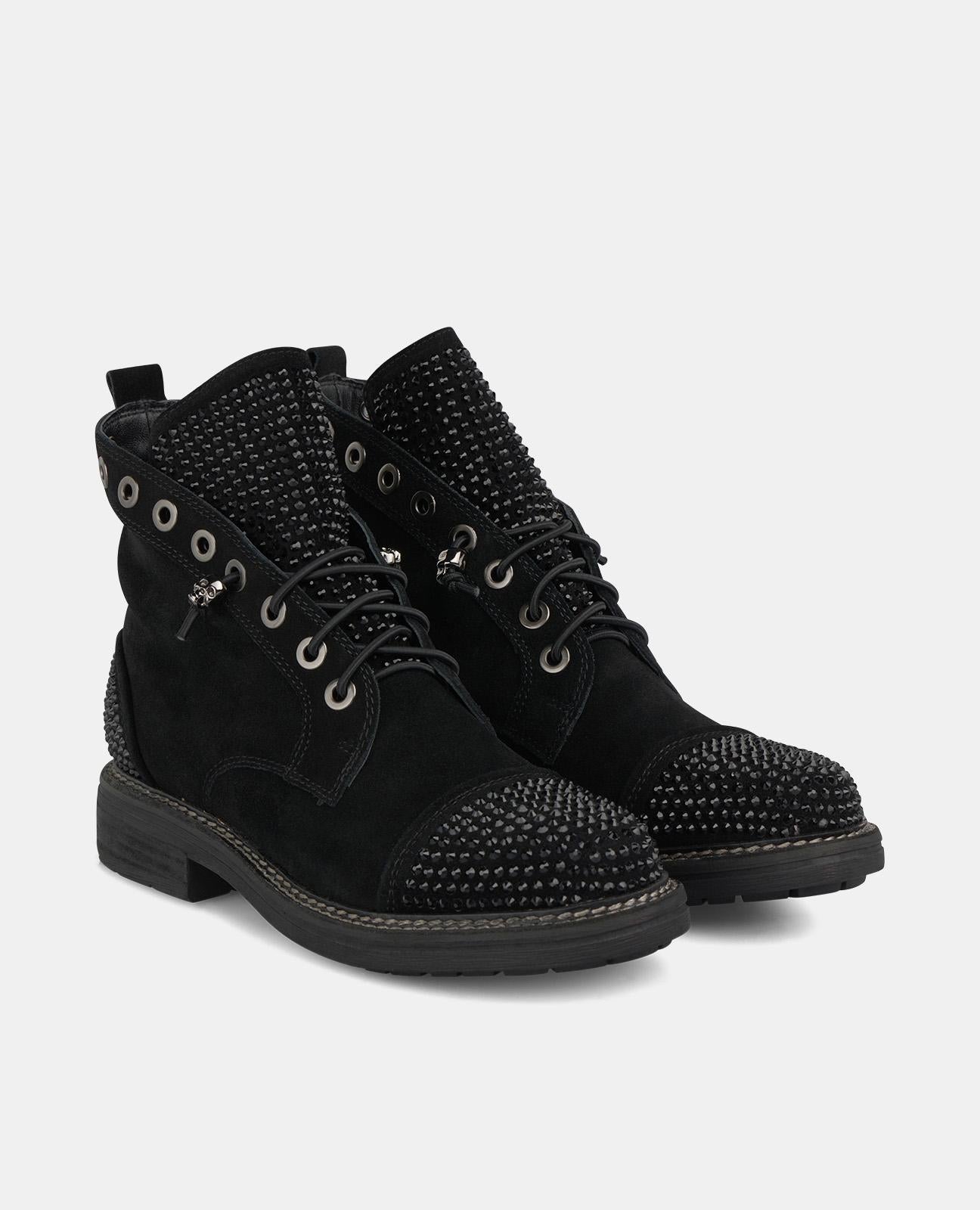 LACE-UP ANKLE BOOT WITH BEADS