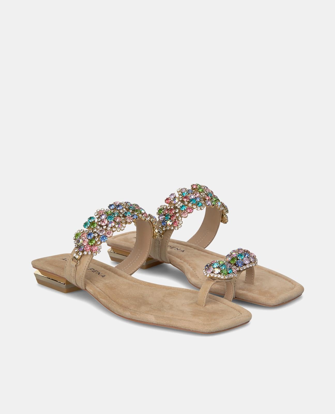 FLAT SANDAL WITH RHINESTONES