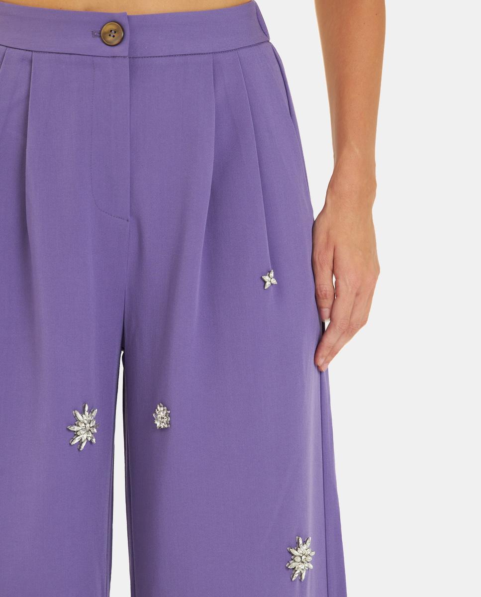 PANTALONI DRITTI CON STRASS