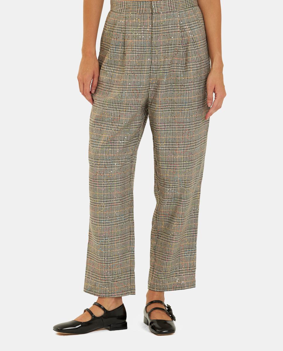 CHECKERED PANTS WITH SEQUINS