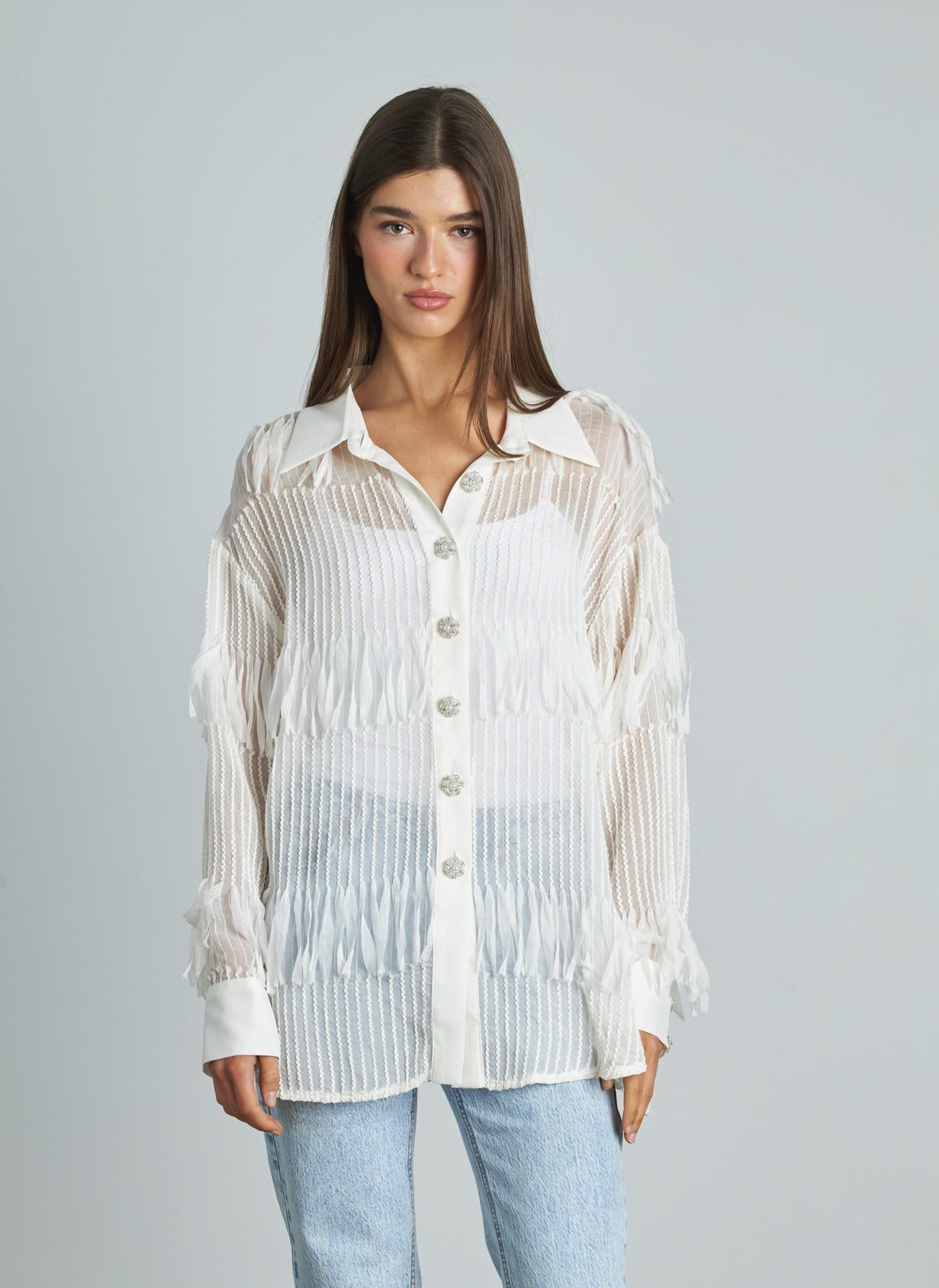 CAMICIA BUTTON DOWN PLISSETTATA