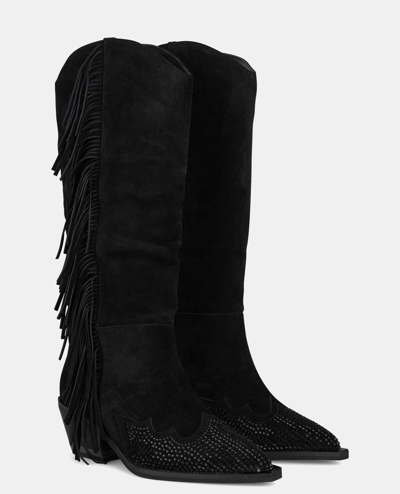 FRINGED FLAT HEEL BOOT