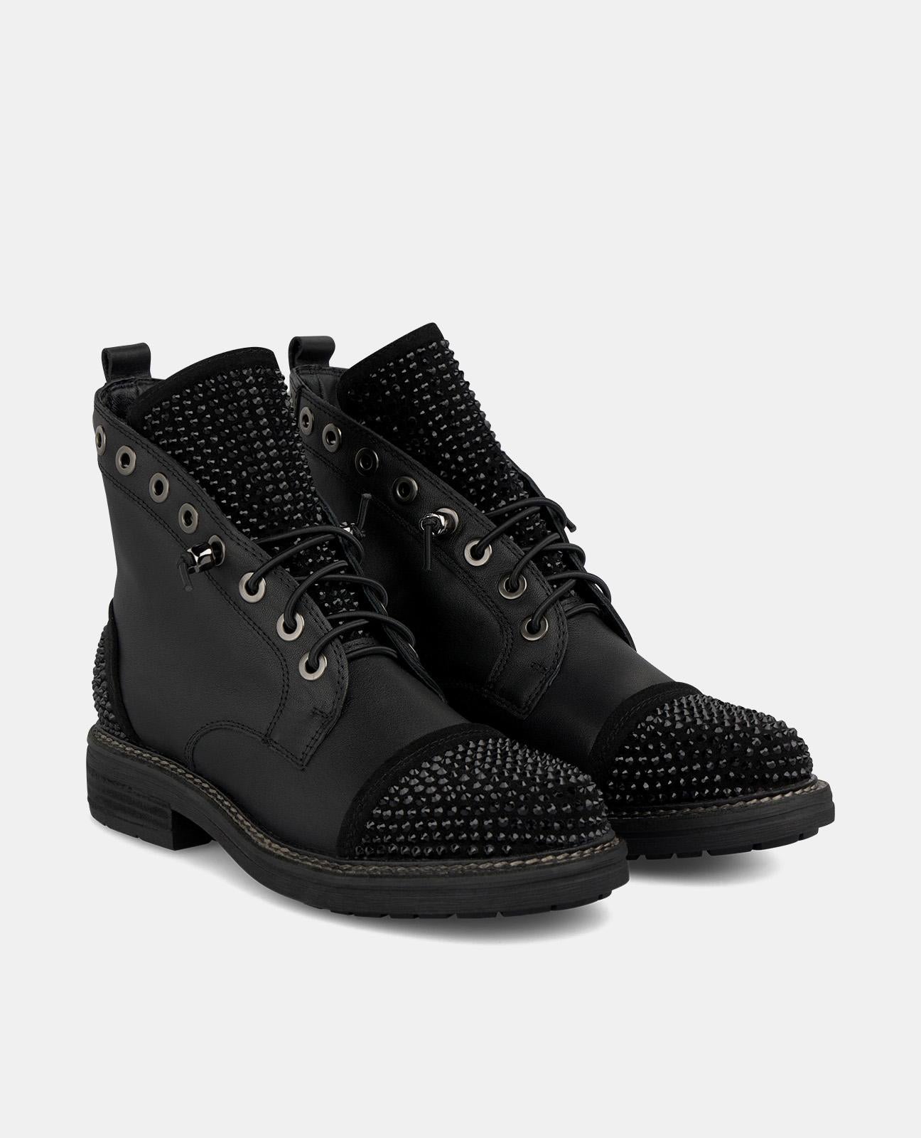 LACE-UP ANKLE BOOT WITH BEADS