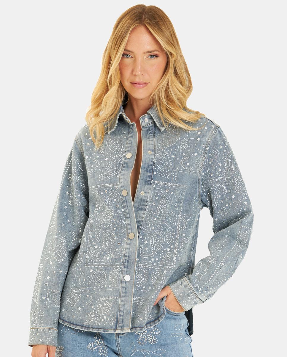 DENIM SHIRT WITH RHINESTONES