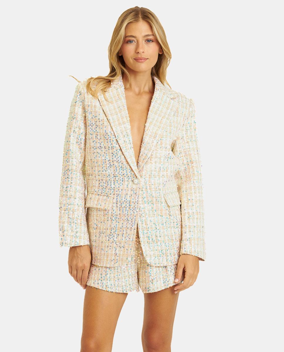 BLAZER A QUADRI CON PAILLETTES