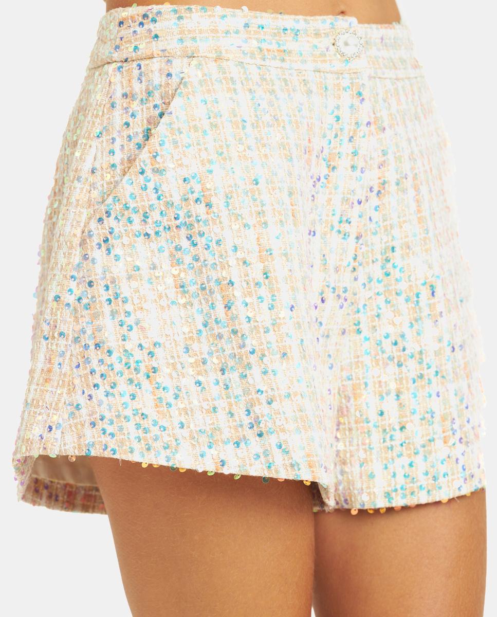 SEQUIN SHORTS JEWEL BUTTON