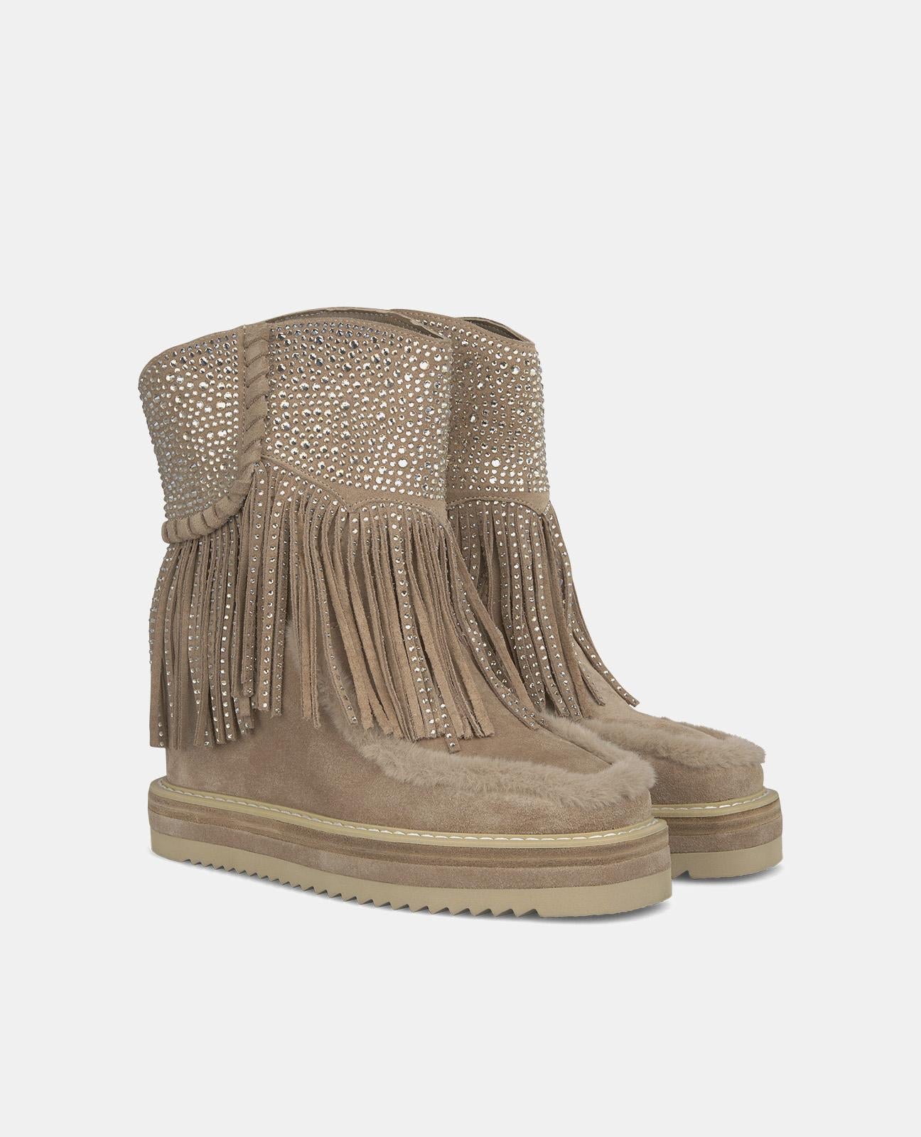 FRINGED FUR BOOTIE