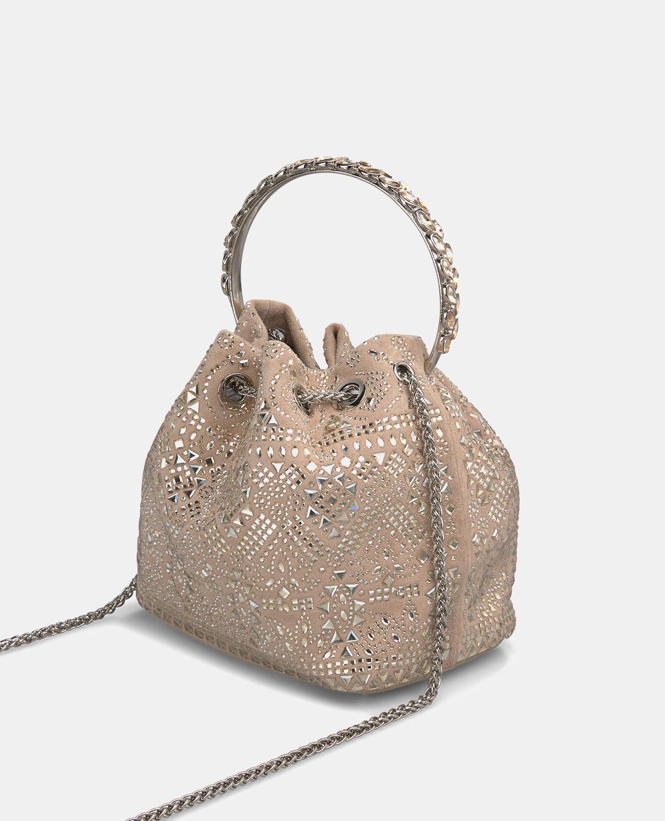 RHINESTONE DETAIL BOWLER BAG