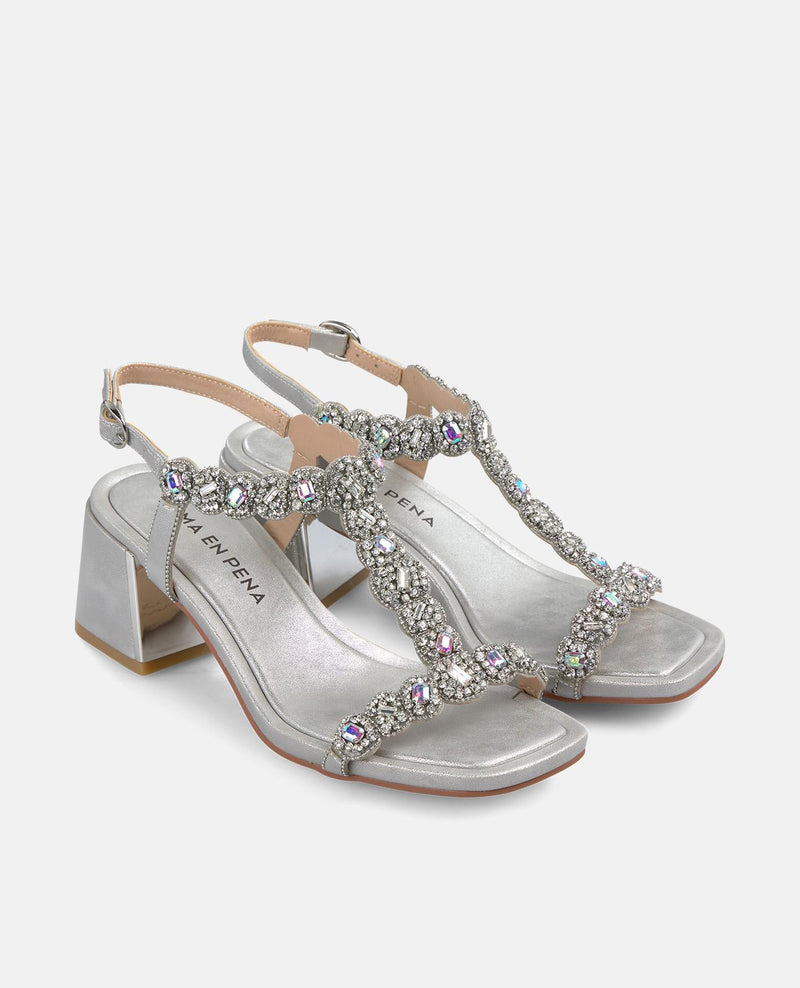 SANDAL WITH RHINESTONE DETAILS HEEL