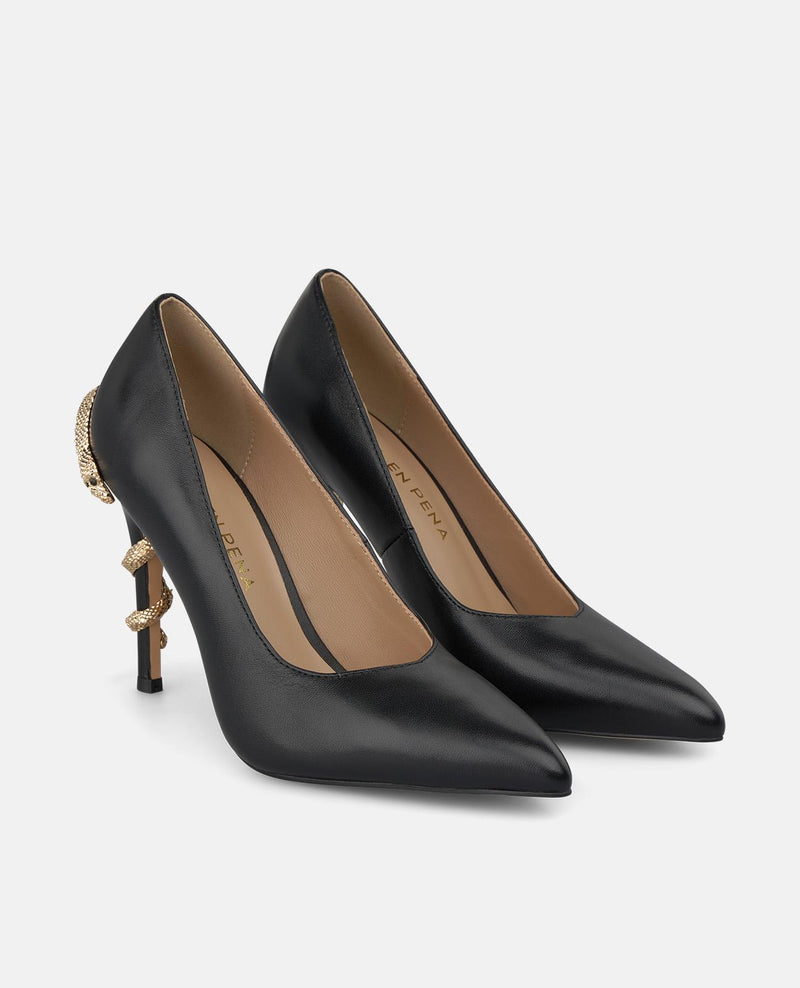 ZAPATO PIEL TACÓN CON SERPIENTE