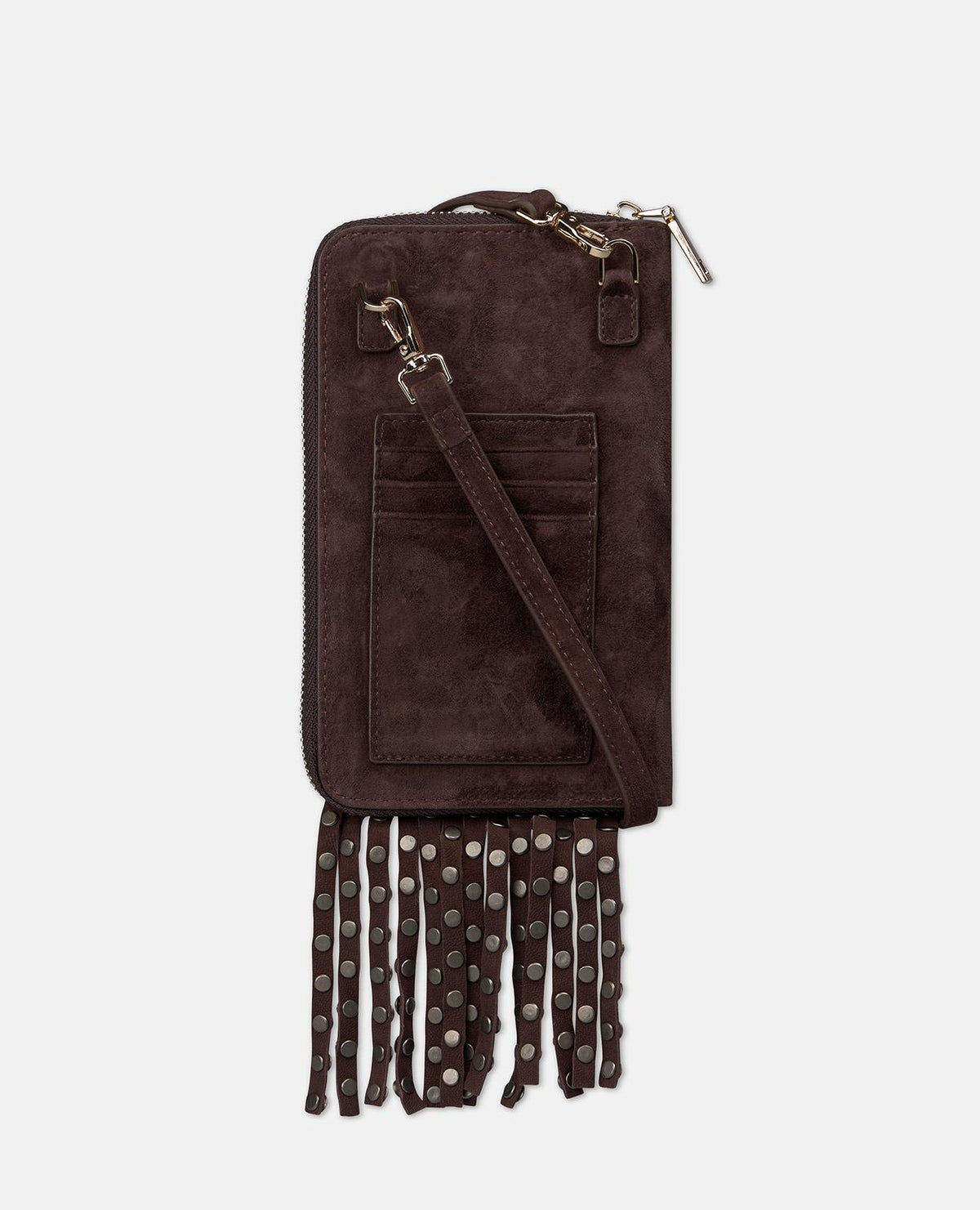 LEATHER CLUTCH BAG WITH FRINGE