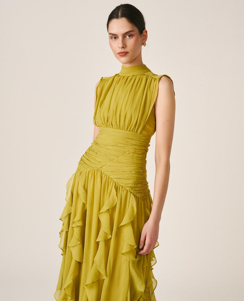 VESTIDO LONGO COM VOLANTES