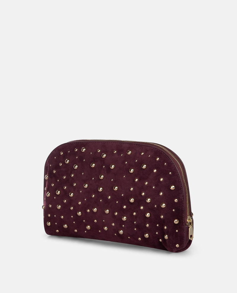 SUEDE TOILETRY BAG WITH METALLIC STUDS