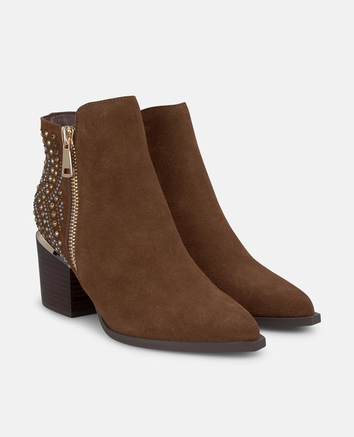 STIVALETTO TACCO CON CHIODINI E STRASS