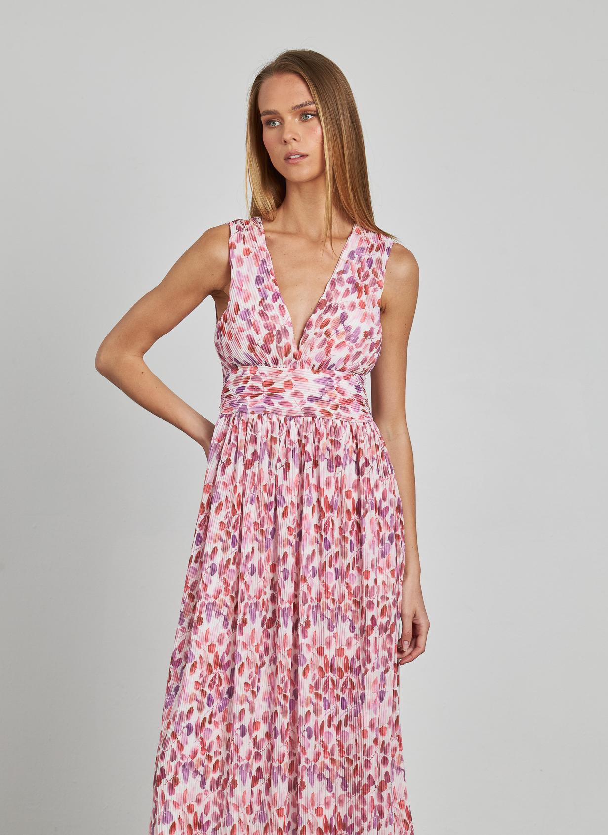 VESTIDO MIDI COM FOLHOS