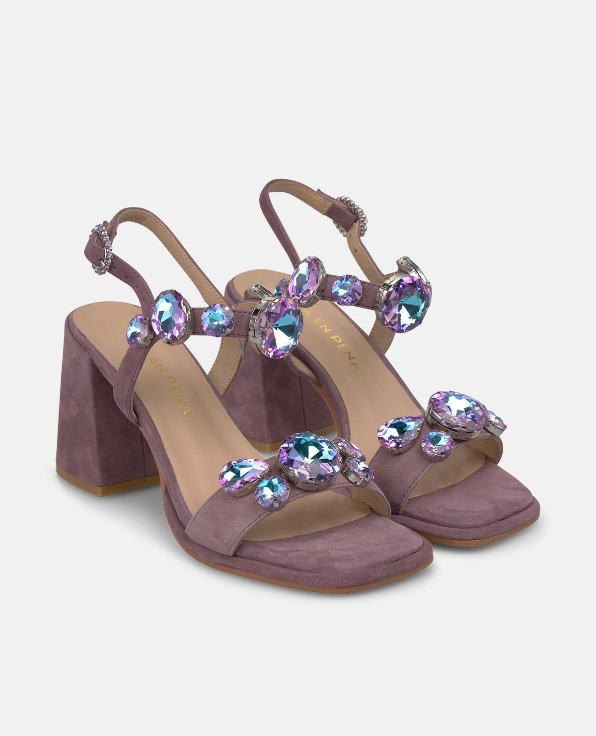 SANDALI CON STRASS SULLE CINTURINI