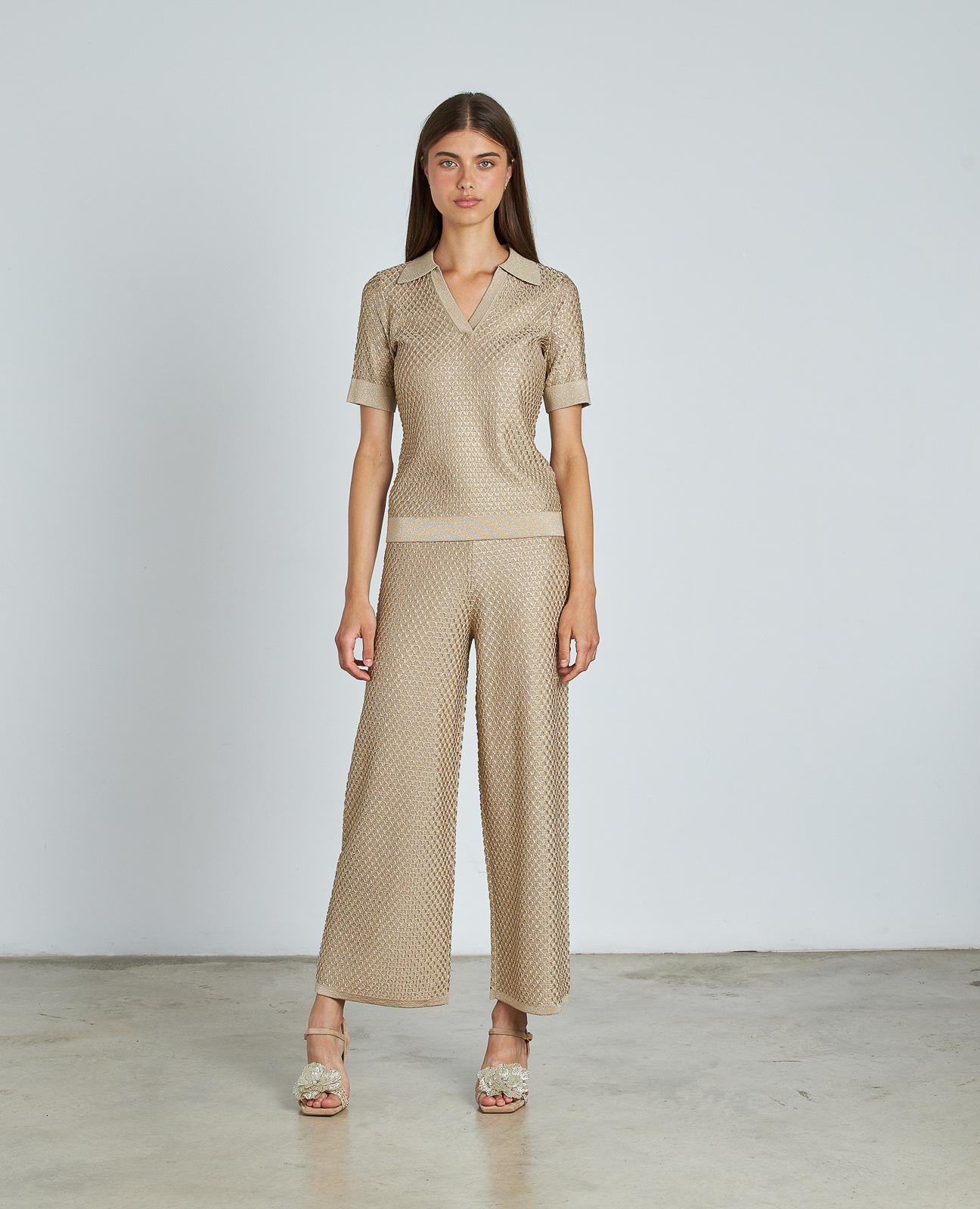 TEXTURED KNITTED PANTS