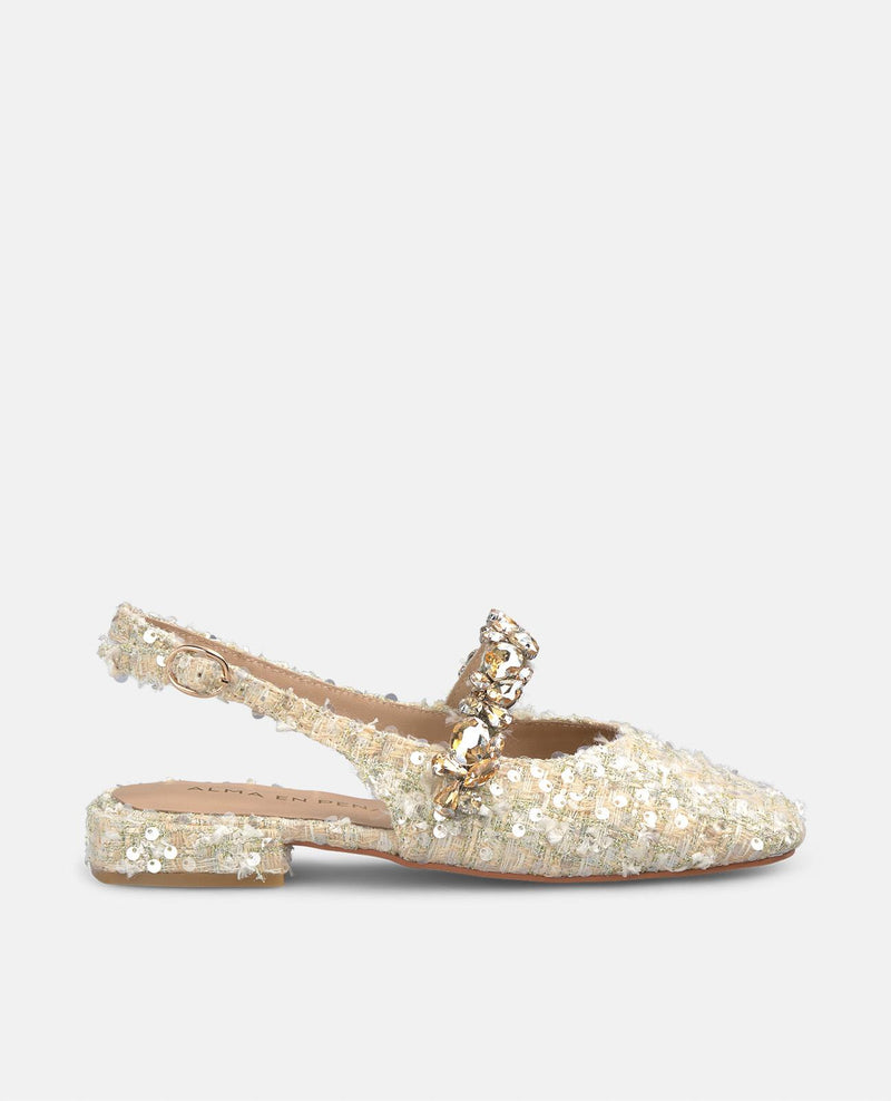 CHAUSSURE À LANIÈRE EN STRASS