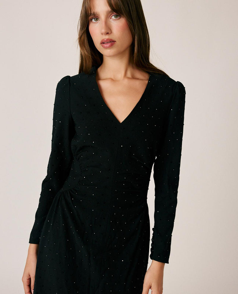 MIDI DRESS IN SHINY CREPE