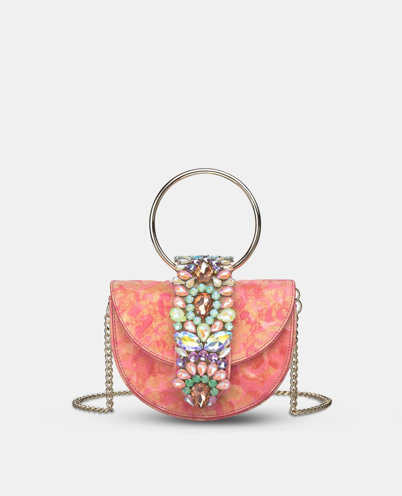 JEWELED HALF MOON BAG