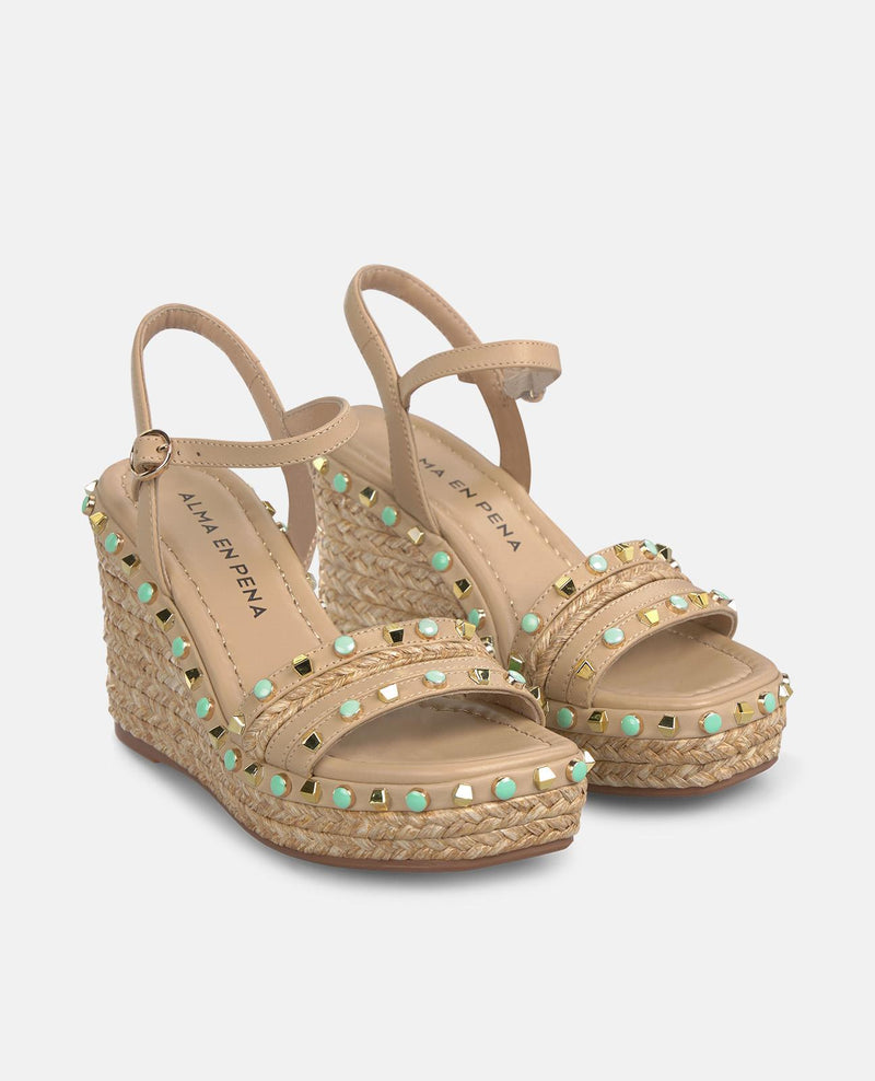 SANDALIA ESPARTO ALTA TACHUELAS