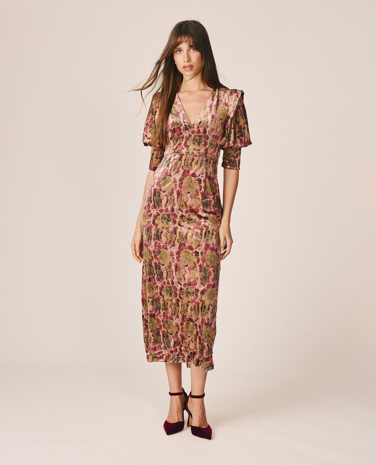 VESTIDO MIDI ESTAMPADO ABSTRACTO