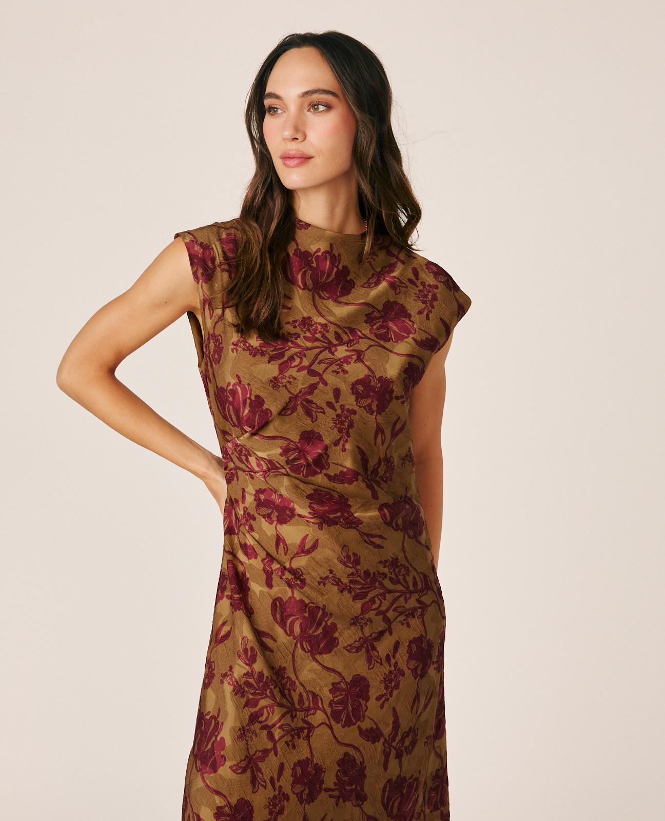 VESTIDO LARGO JACQUARD FLORAL
