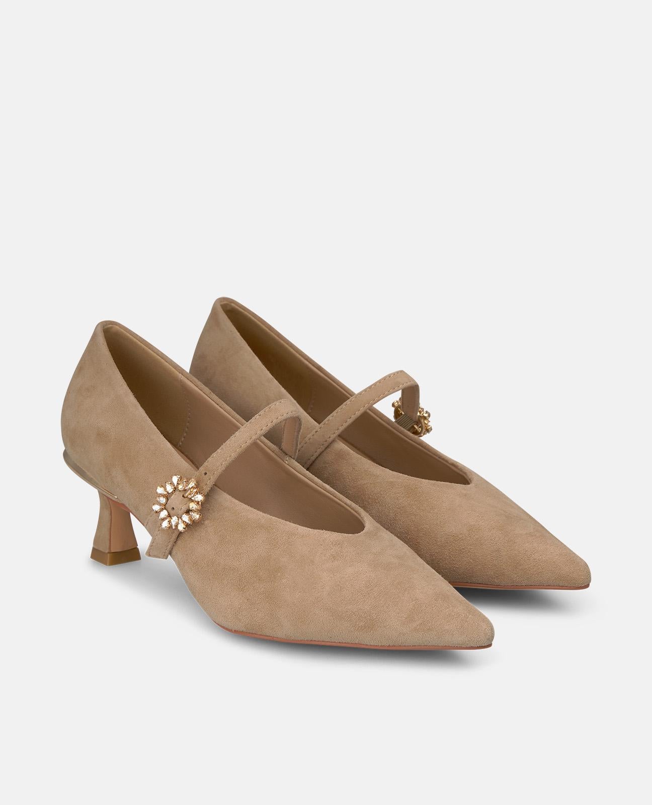 ZAPATO TACÓN DE ANTE CON HEBILLA