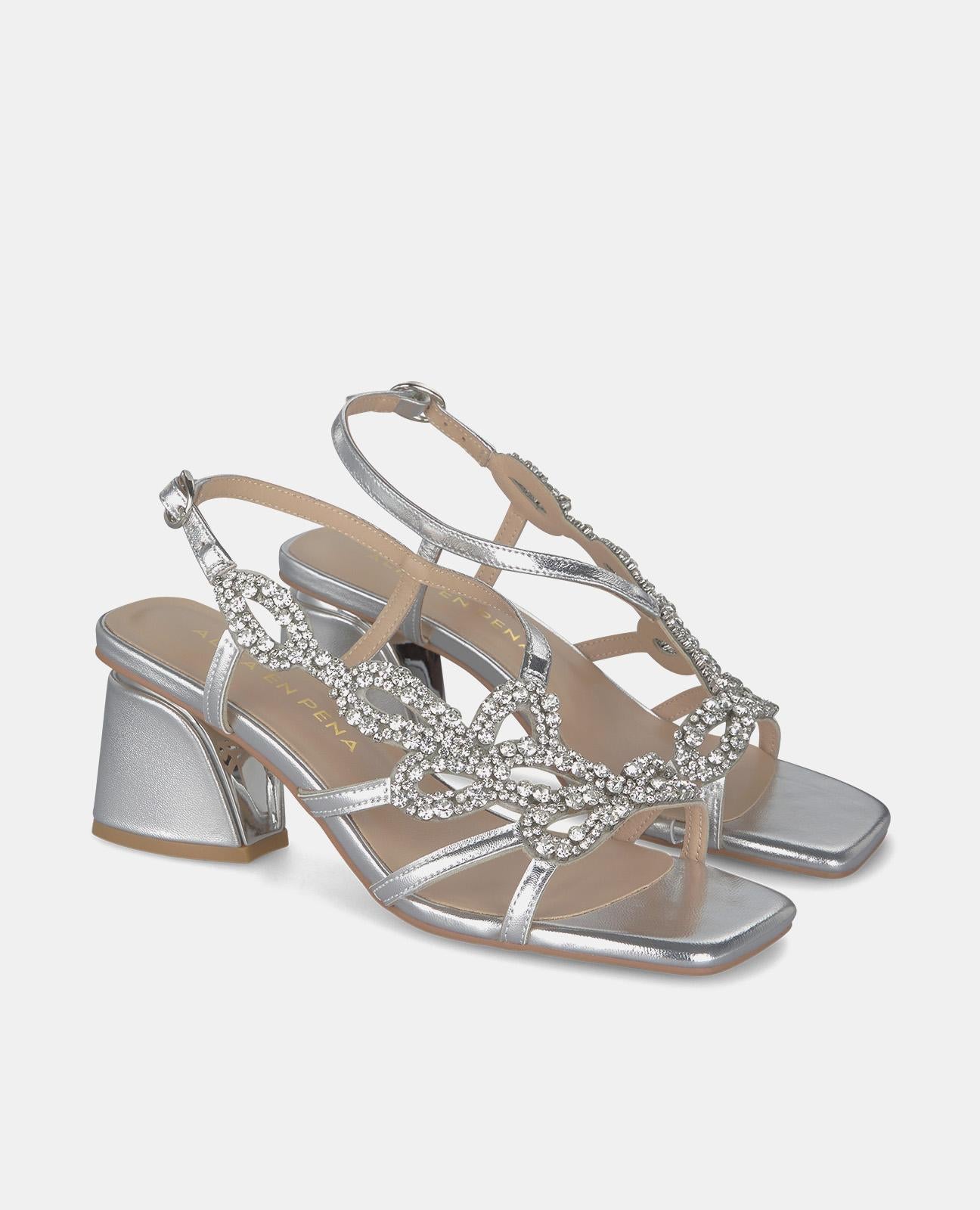 SQUARE HEEL SANDAL WITH RHINESTONES
