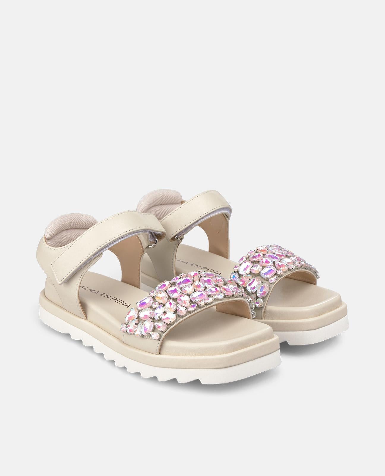 SANDAL TRACK STRAP WITH RHINESTONES