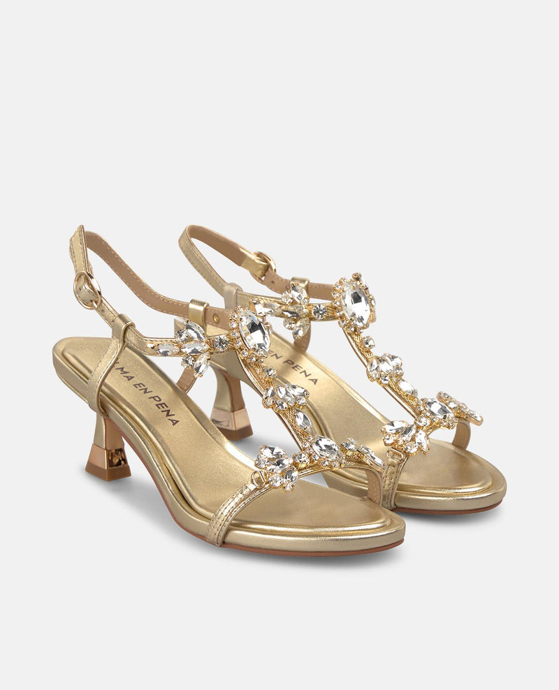 SANDALS WITH A CENTRAL STRAP AND Rhinestones