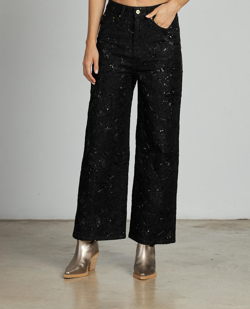 PANTALÓN RECTO DETALLES LENTEJUELAS