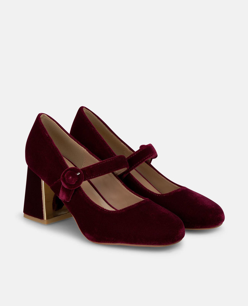 ZAPATO TACÓN DE TERCIOPELO CON HEBILLA