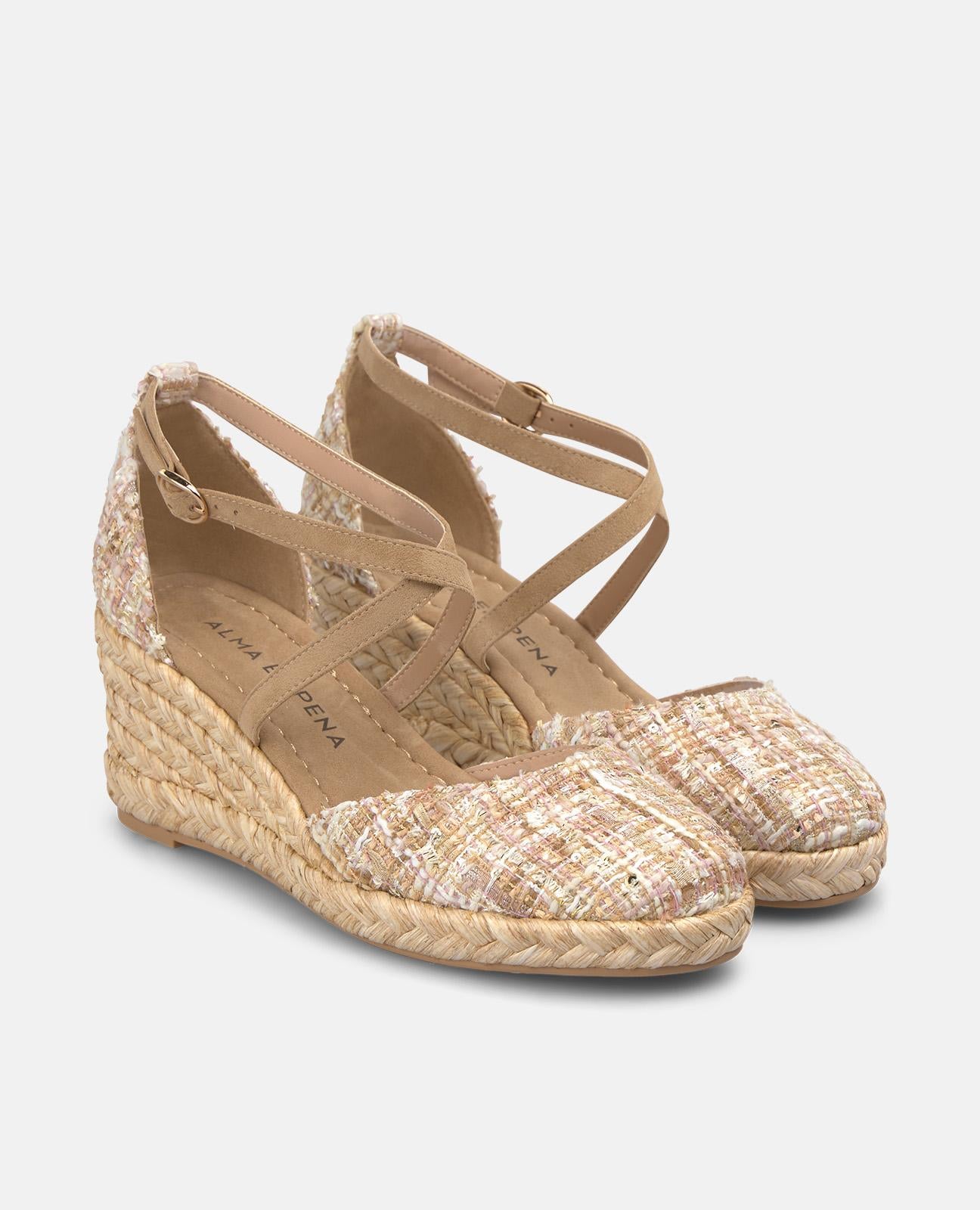 VALENCIAN MID-HEEL FABRIC SANDAL