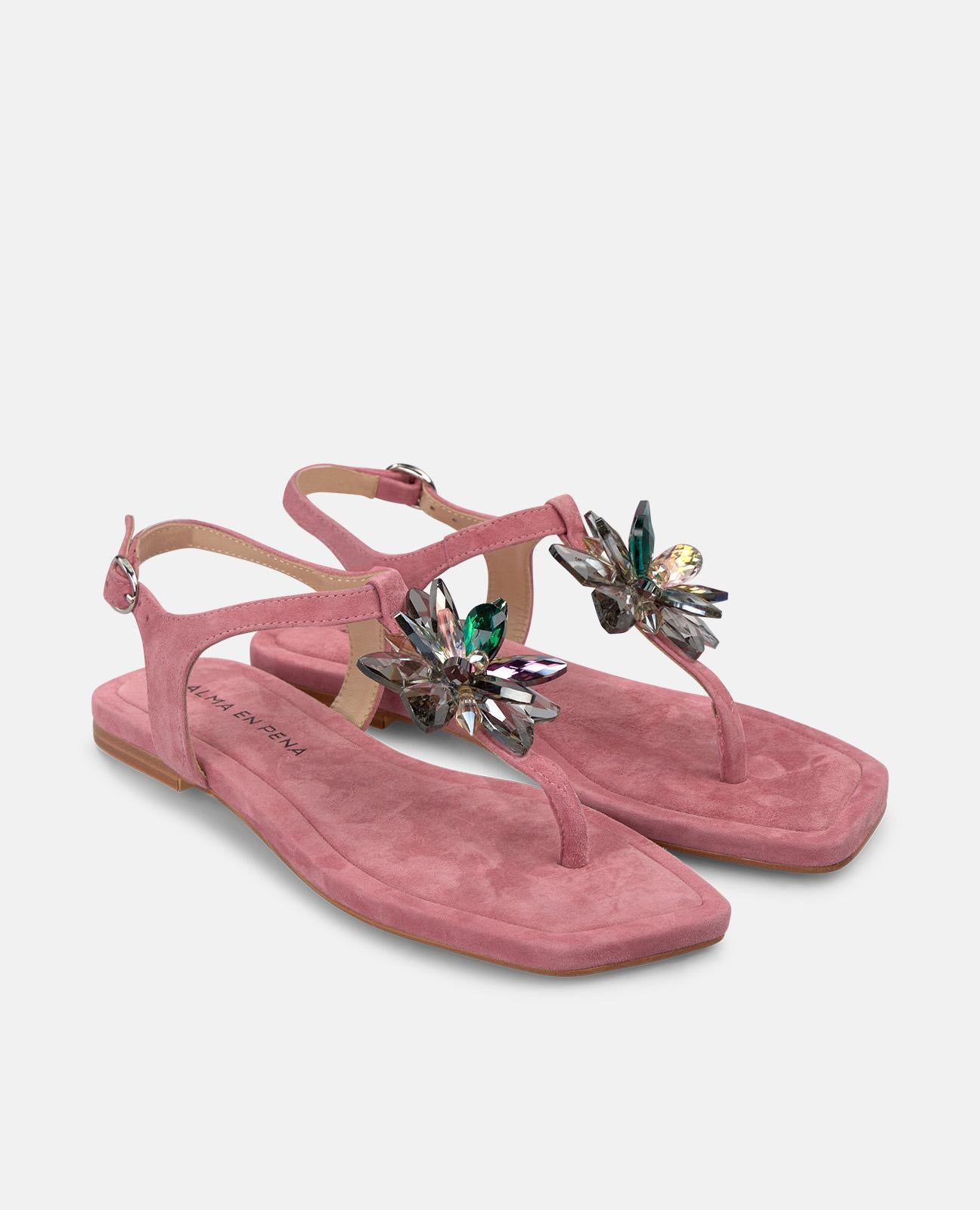 SANDALIA FLOR EFECTO CRISTAL
