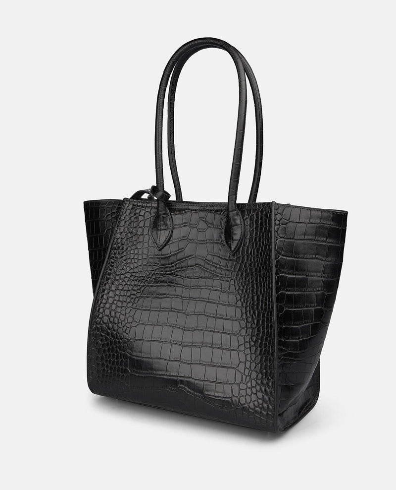 SNAKE-PRINT LEATHER TOTE BAG