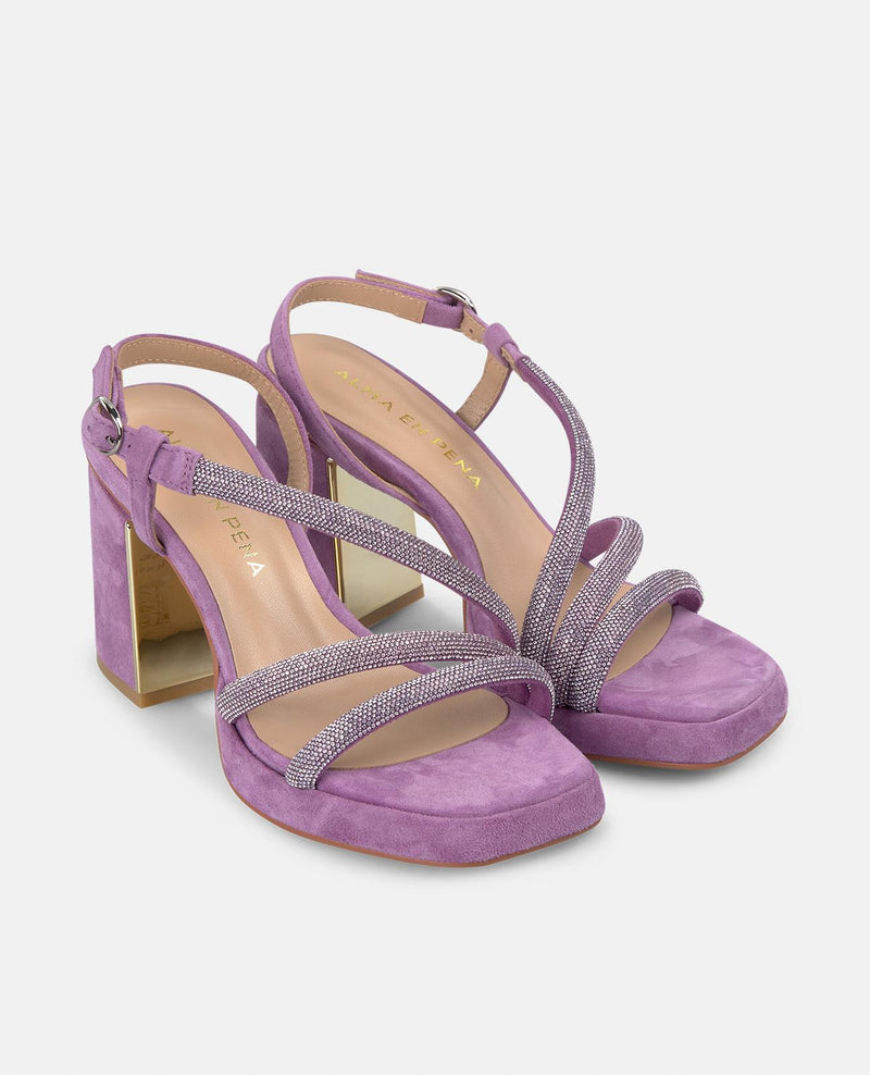 SANDÁLIA DE STRASS COM SALTO