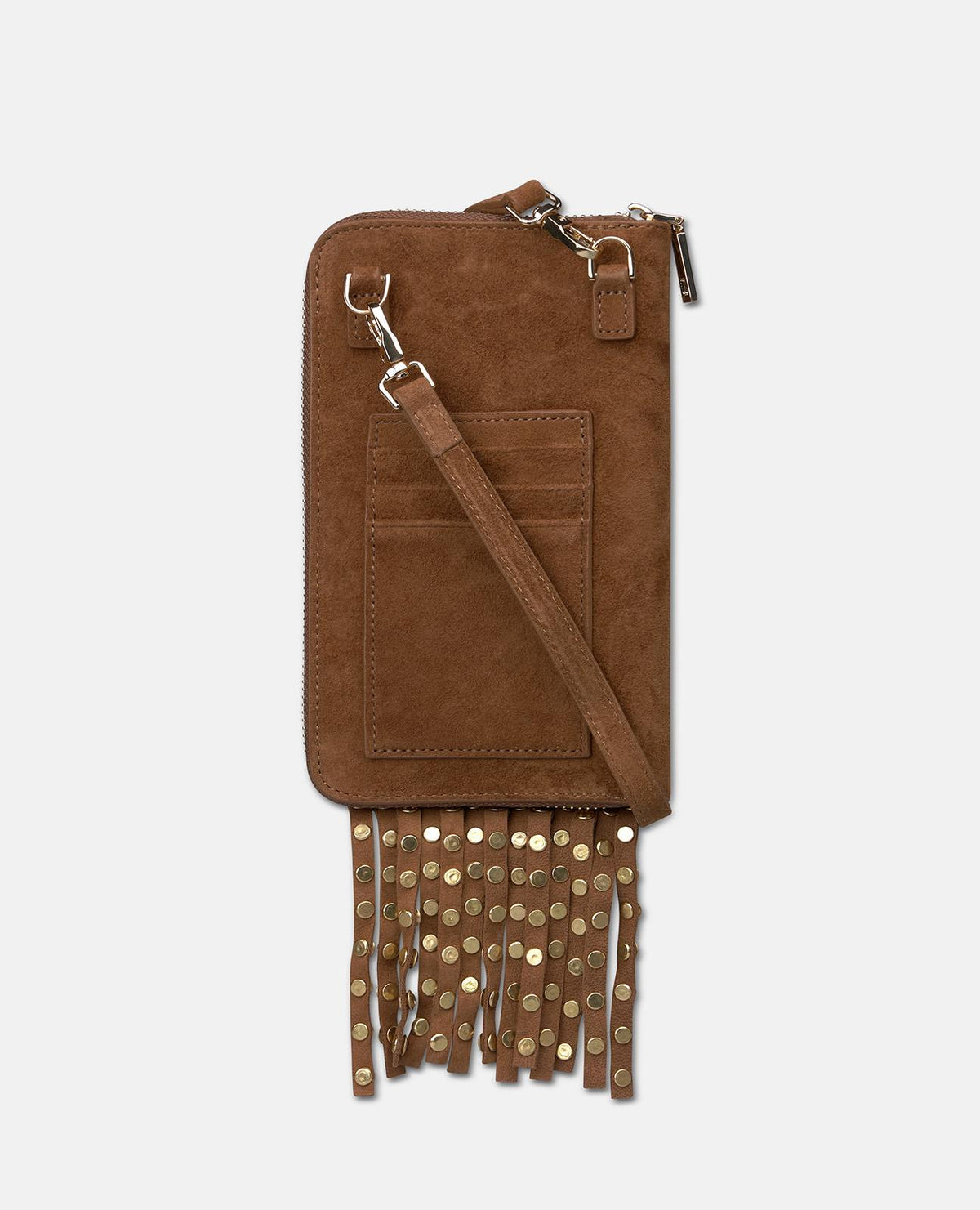 BOLSA CARTEIRA NATALIA EM CAMURÇA COM FRANJAS