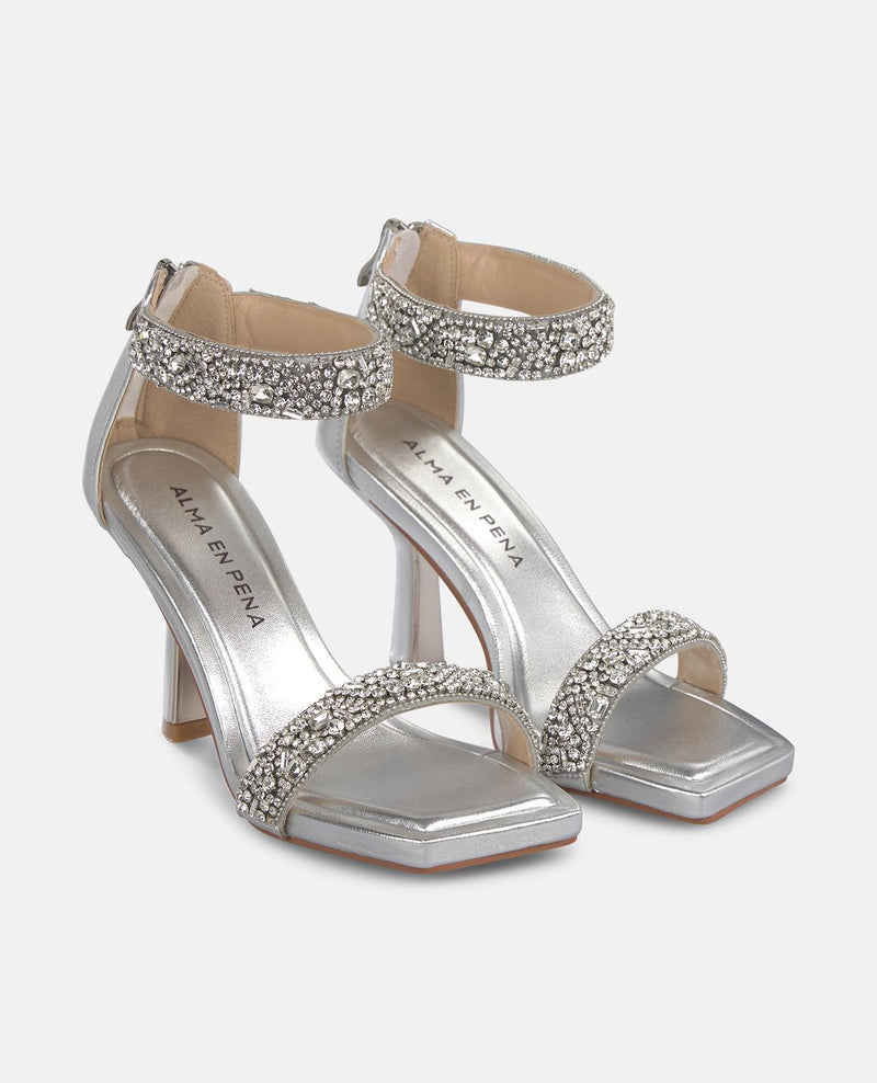 DOUBLE STRAP SANDAL WITH JEWEL EFFECT