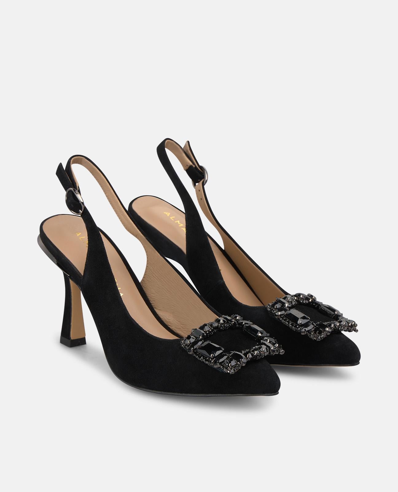 SALON DESTALONADO CON HEBILLA PEDRERIA NEGRO