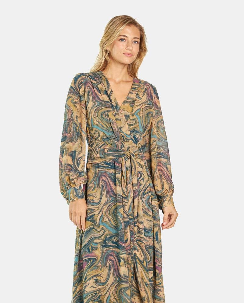 VESTIDO MIDI NUDO ESTAMPADO