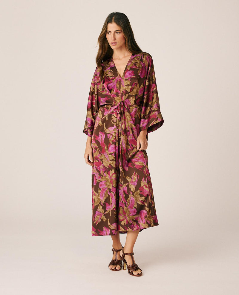 VESTIDO MIDI SATÉN FLORAL