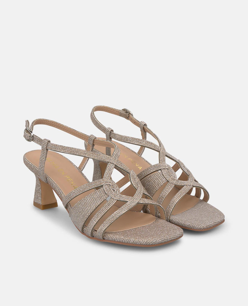 SANDALIA TACON MEDIO TIRAS ENTRELAZADAS