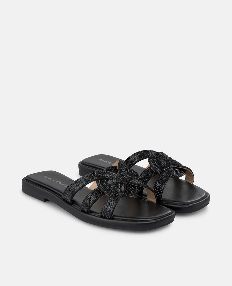 SANDALIA PLANA CRUZADA PEDRERÍA