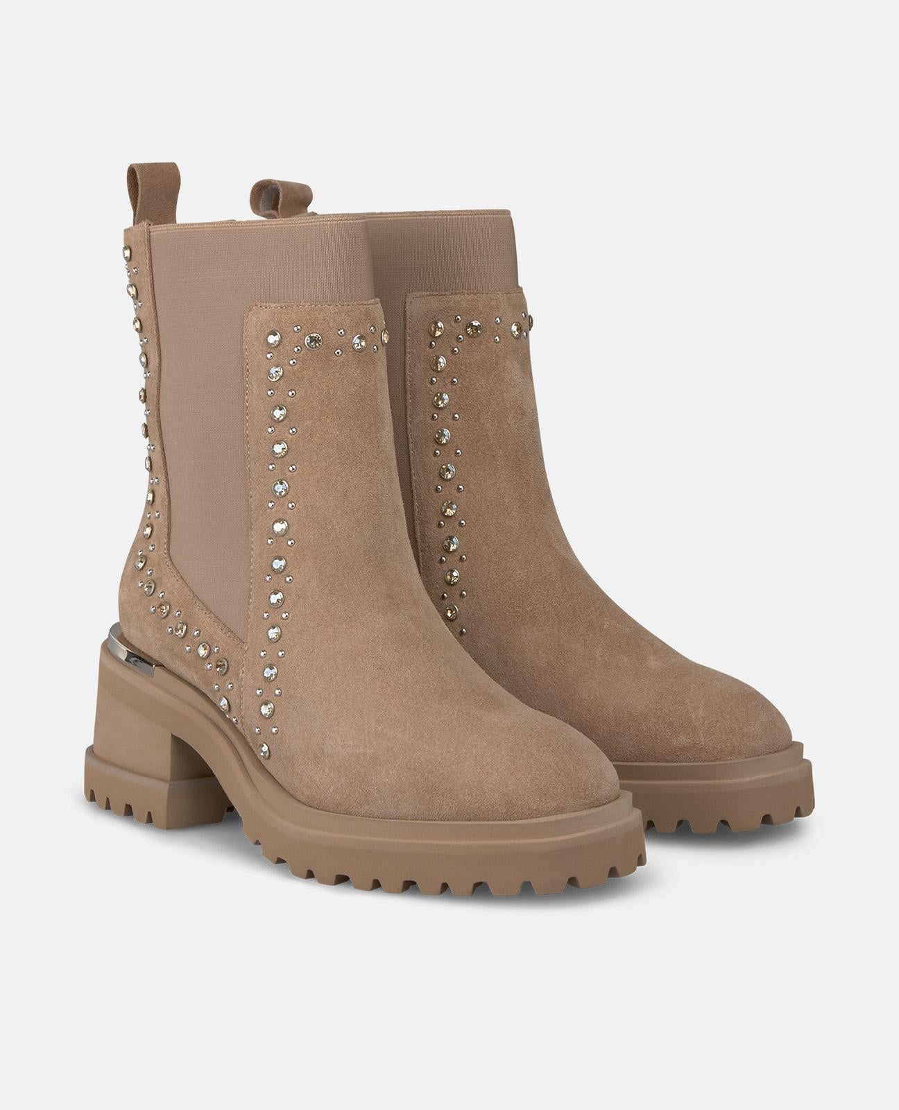 BOTTE DE CHEVILLE À TALON LARGE